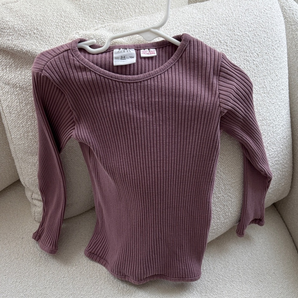 Zara Ribbed Kids Top - Mauve
